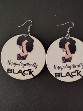 Unapologetically Black Round Statement Earrings - White & Black